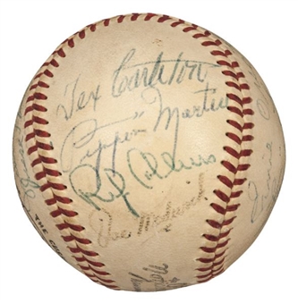 1934 St. Louis Cardinals "Gas House Gang" 25th Anniversary Signed Reunion Baseball With (18) Signatures Including Dizzy Dean, Ford Frick, and Warren Giles